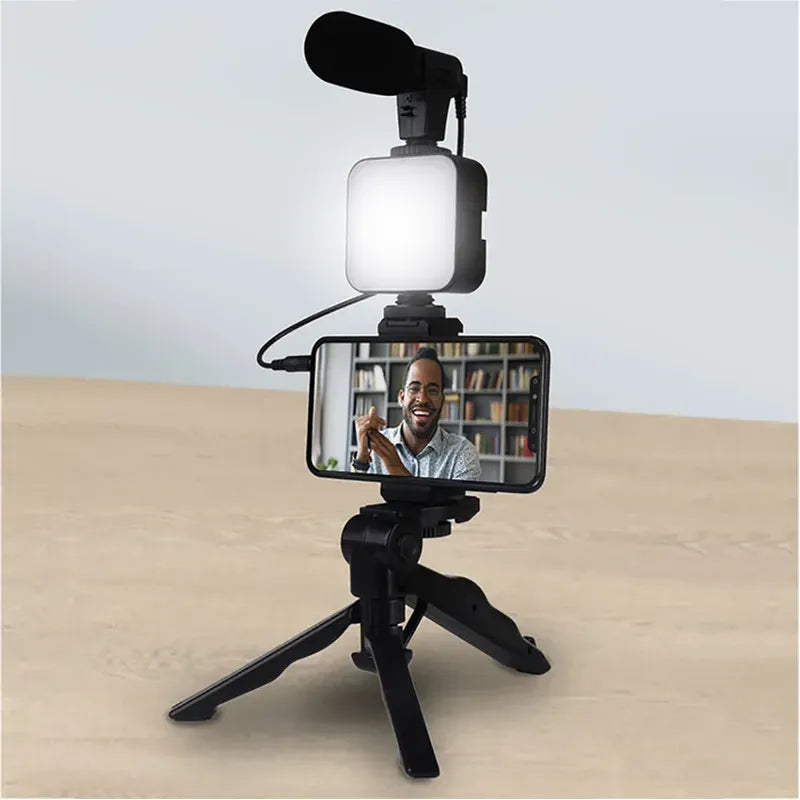 Kit Vlogging Smartphone Complet – Micro Stéréo & Lumière LED pour Créateurs de Contenu