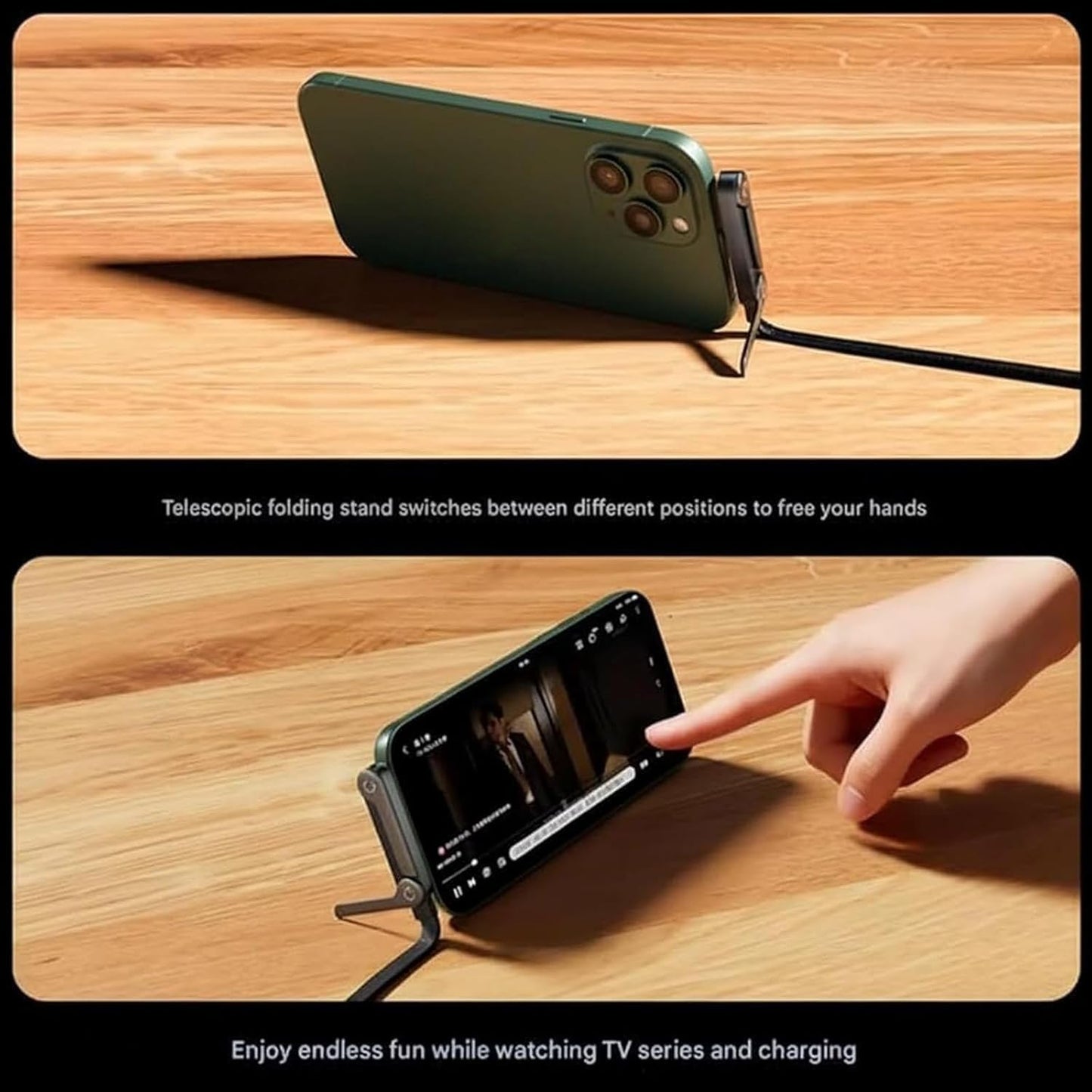 Câble Type-C 240W Ultra Rapide avec Support Téléphone Intégré