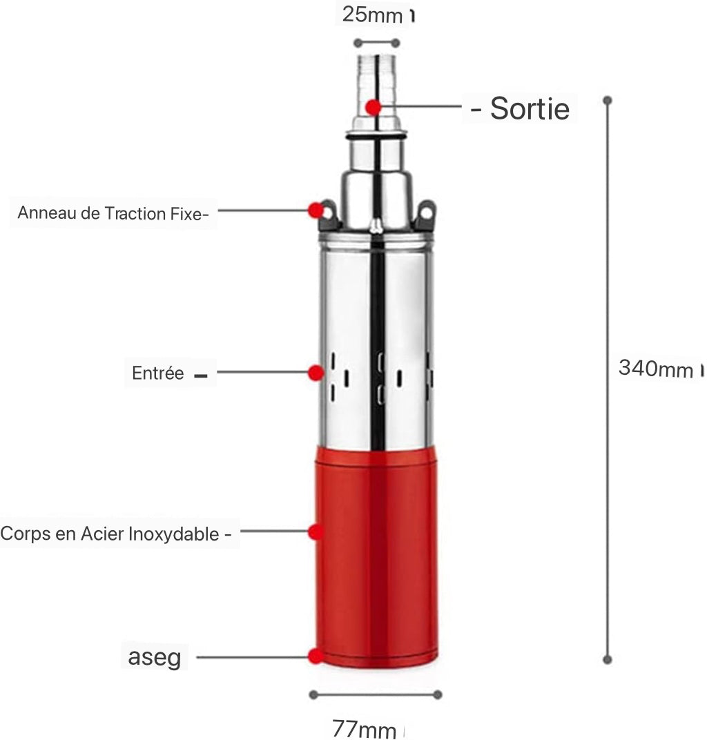 Pompe à eau solaire DC pour puits, irrigation et usage agricole