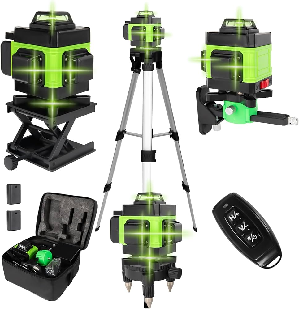 Niveau Laser 4D Multifonction – 16 Lignes Autonivelant avec Trépied Réglable et Batterie Rechargeable
