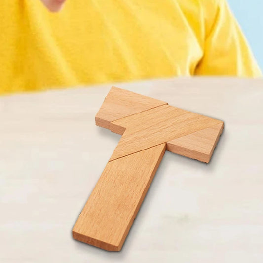 Puzzle en bois en forme de T idéal pour développer la logique