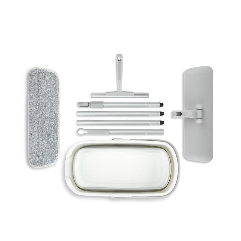 Ensemble Serpillière Plate avec Seau Pliable – Nettoyage Pratique & Gain de Place