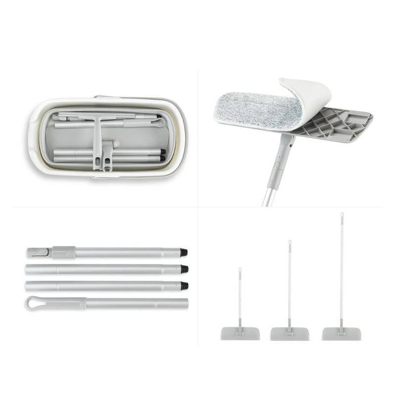 Ensemble Serpillière Plate avec Seau Pliable – Nettoyage Pratique & Gain de Place