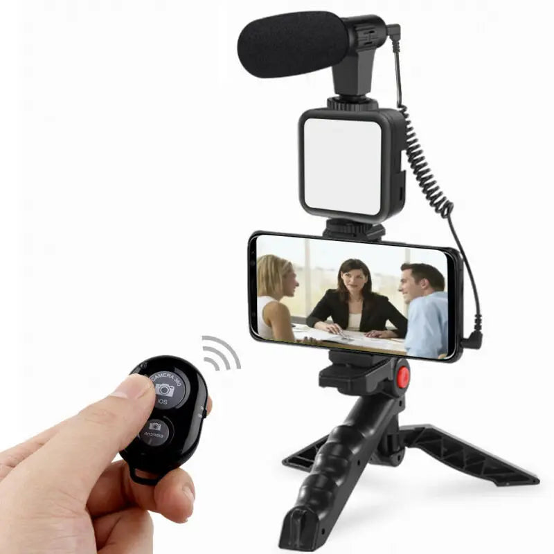 Kit Vlogging Smartphone Complet – Micro Stéréo & Lumière LED pour Créateurs de Contenu