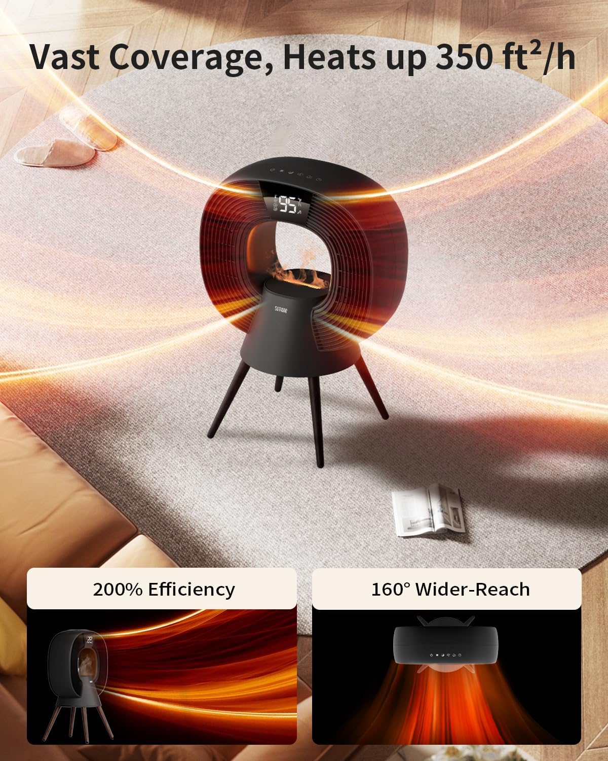 Chauffage & Humidificateur 3-en-1 Appareil Esthétique pour Maison et Bureau