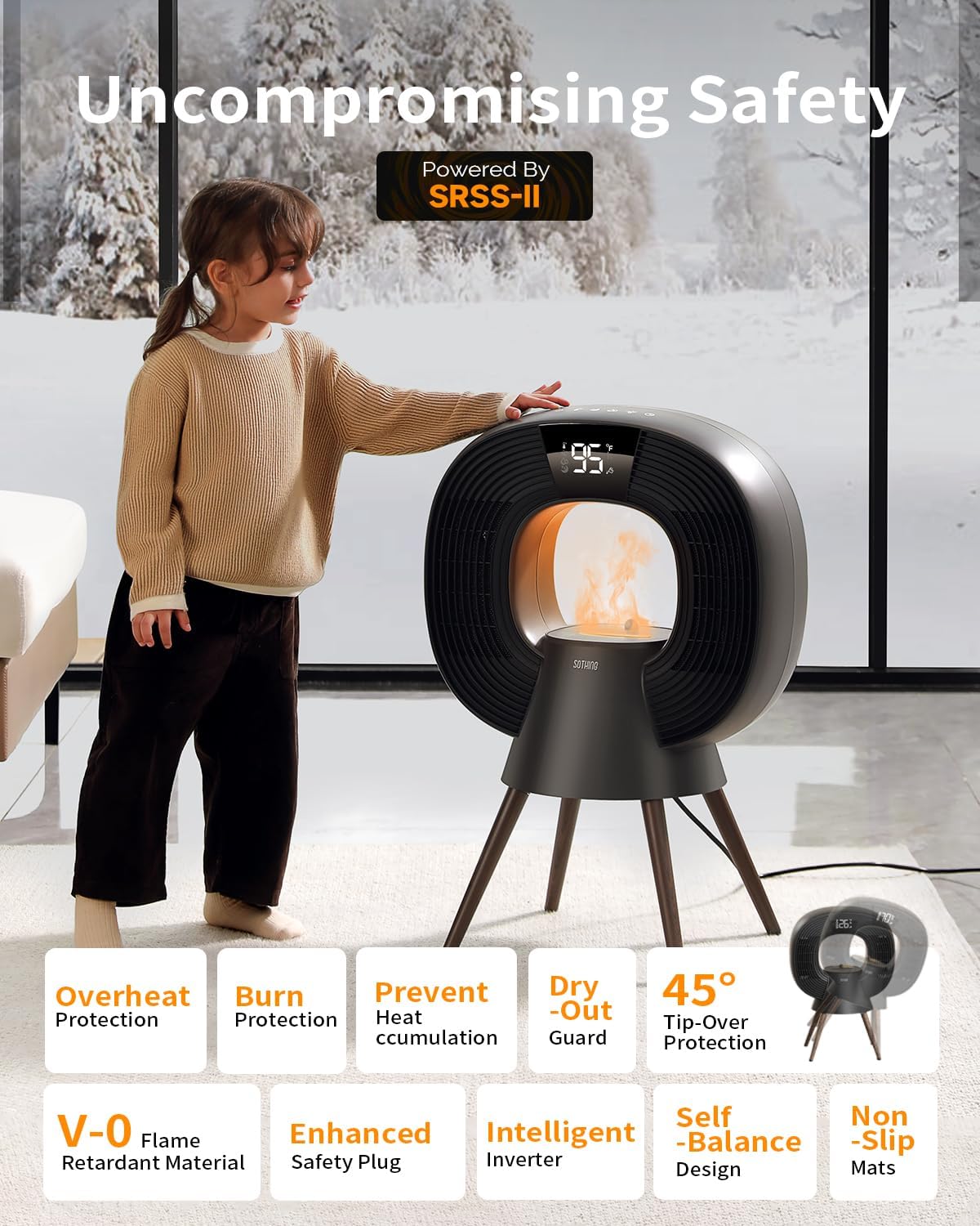 Chauffage & Humidificateur 3-en-1 Appareil Esthétique pour Maison et Bureau