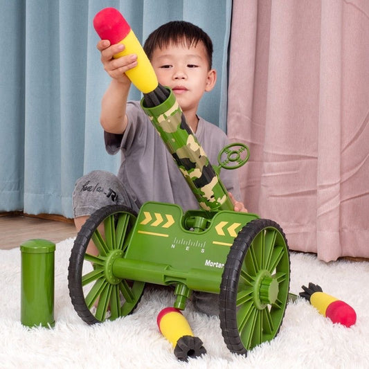 Canon Mortier Jouet Militaire – Lance-Roquettes Mousse sur Roues pour Enfants