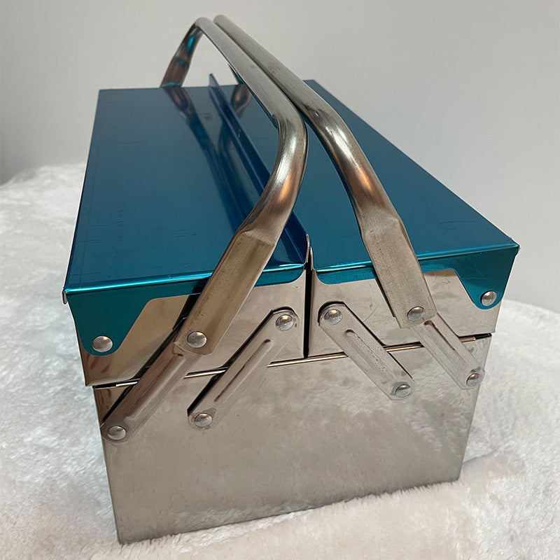 Boîte à outils en acier inoxydable avec compartiments extensibles