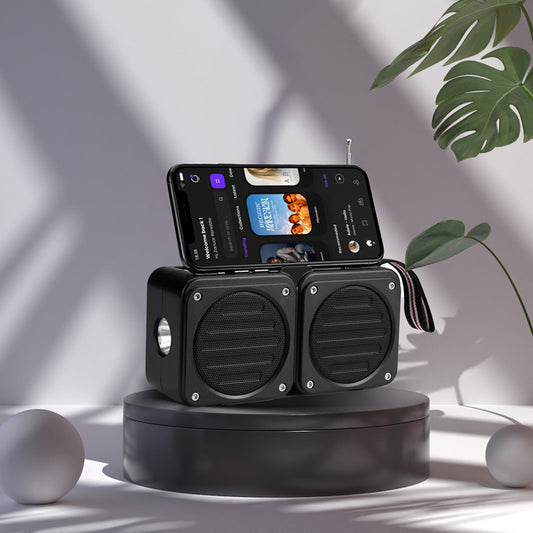 Panneau Solaire Portable sans Fil avec Haut-parleur, Lampe de Poche et Radio FM