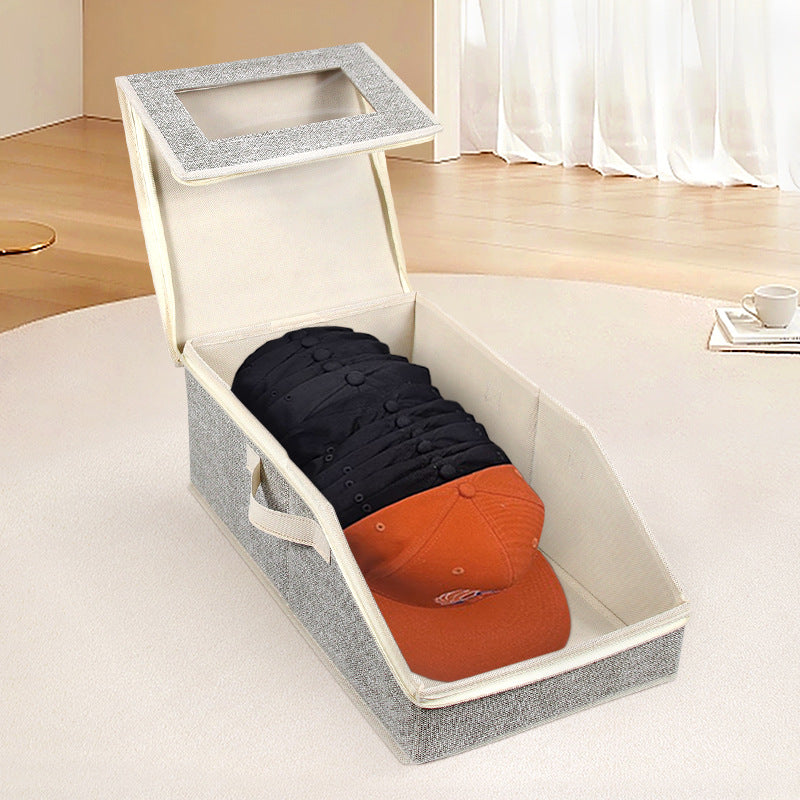 Boîte de Rangement Pliable en Tissu Non-Tissé pour Casquettes – Organisateur de Dressing