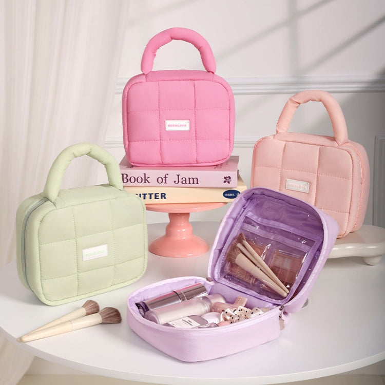 Trousse de maquillage rembourrée avec poignée idéale pour les jeunes femmes