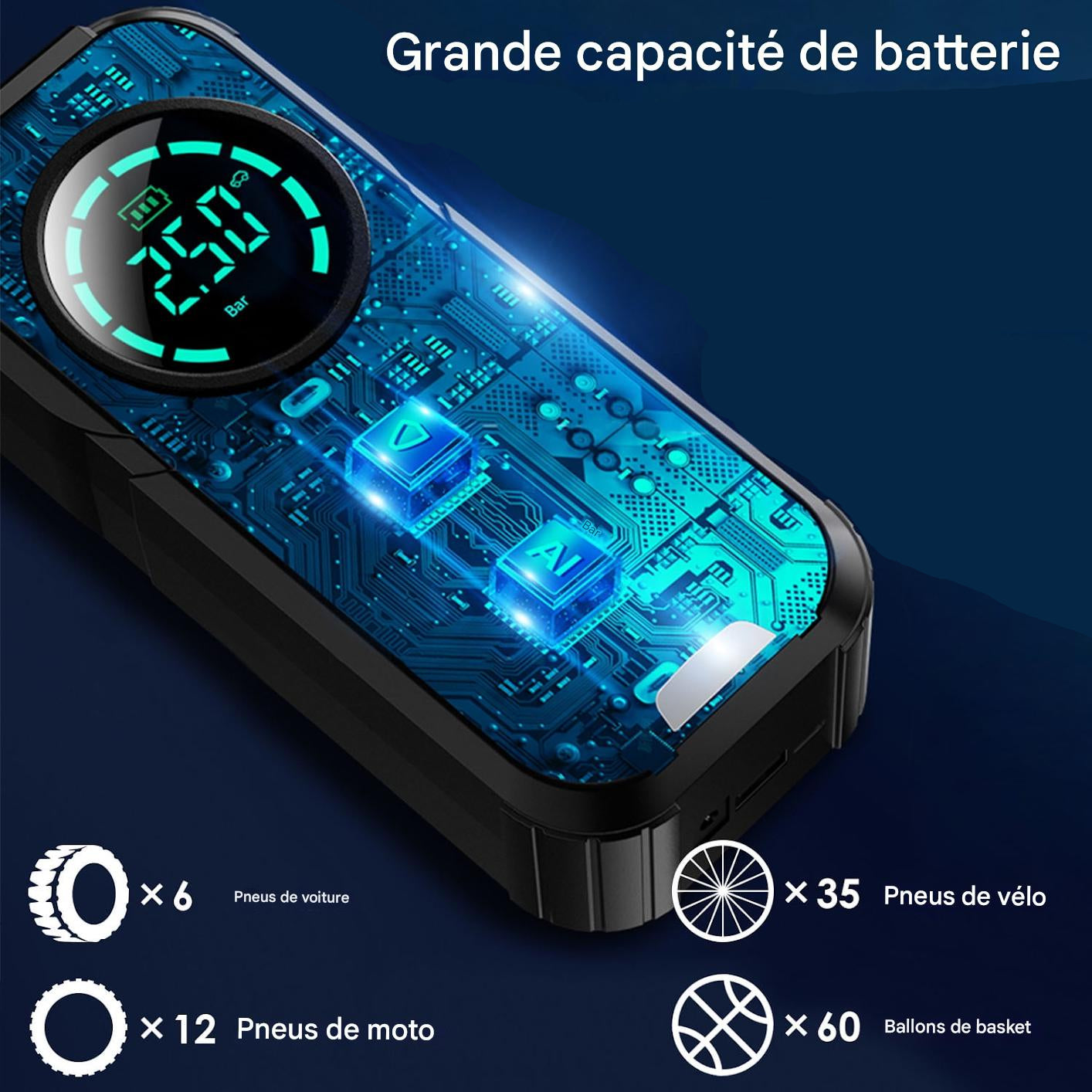 Démarreur de Batterie Portable + Compresseur d’Air
