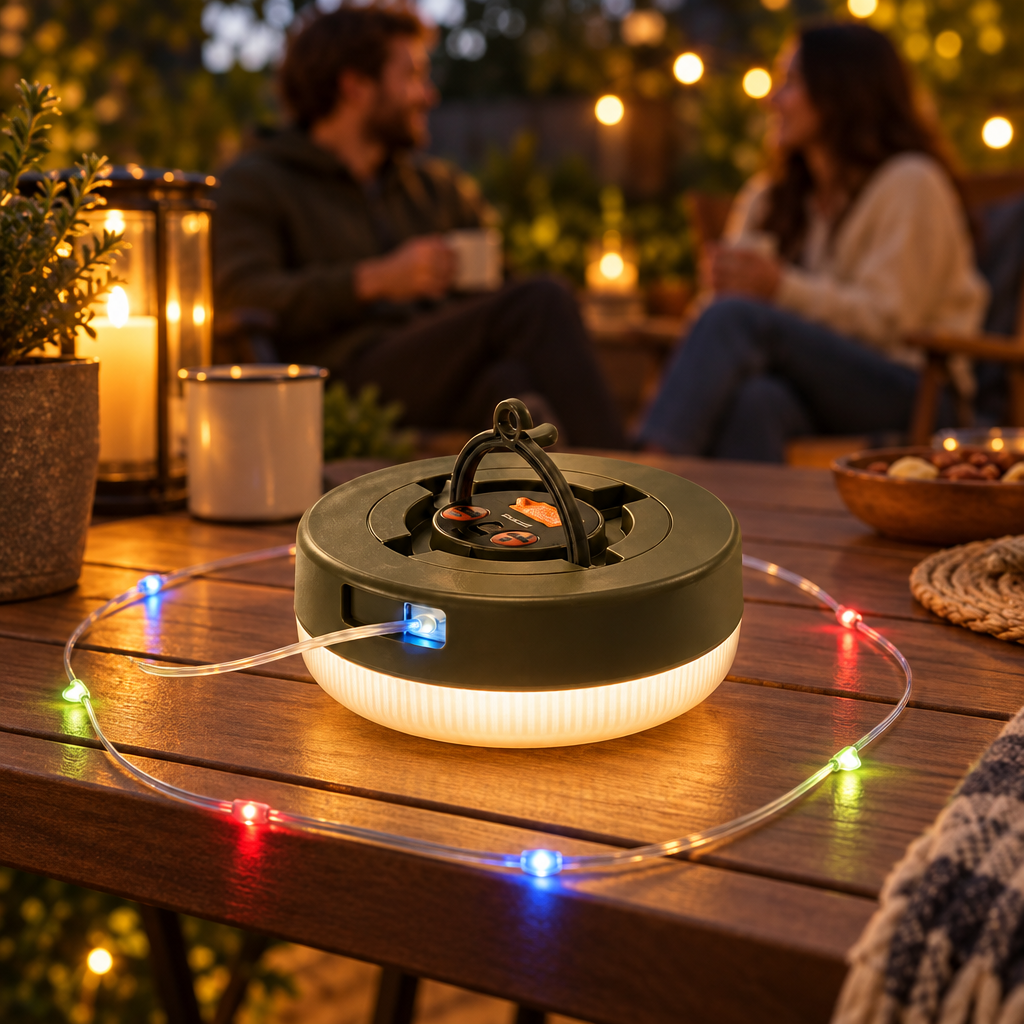 Ambiance lumineuse sur une terrasse