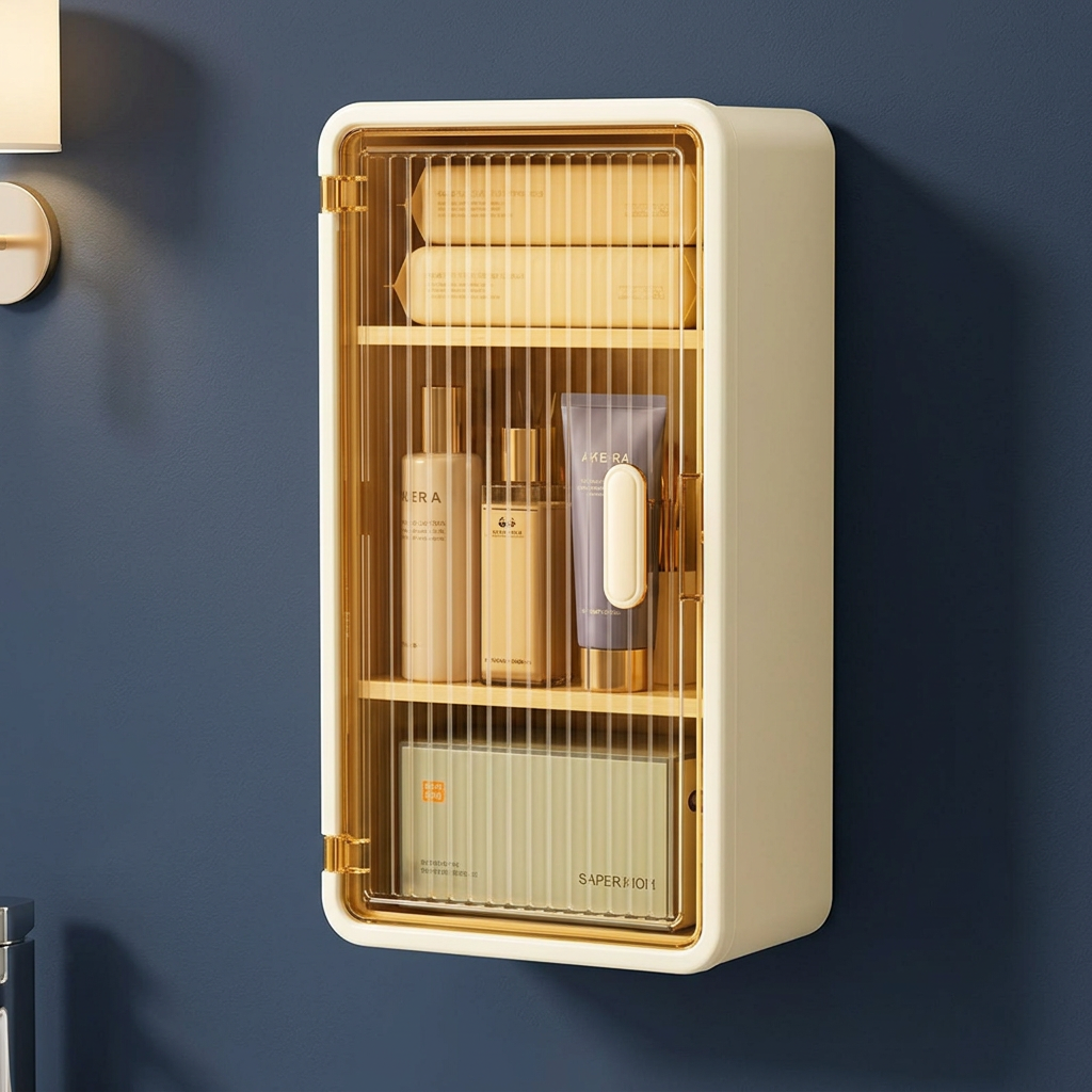 Armoire sur un mur bleu nuit