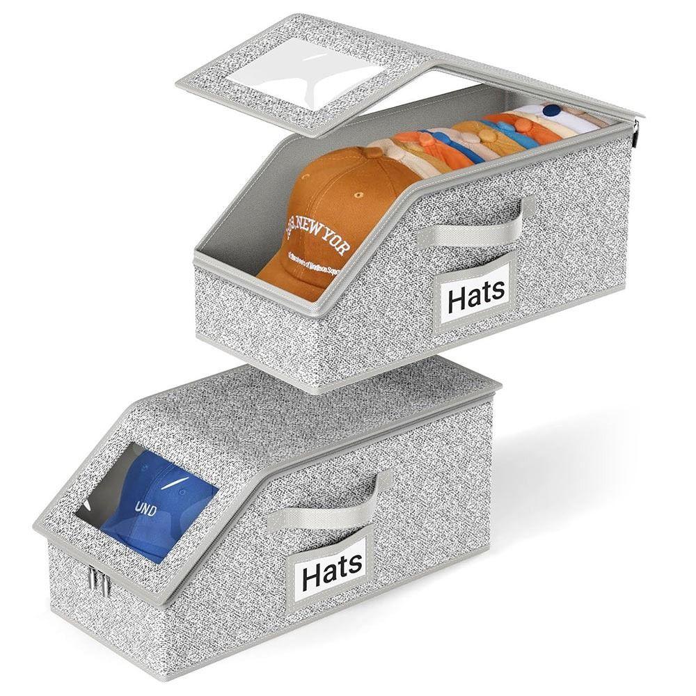 Boîte de Rangement Pliable en Tissu Non-Tissé pour Casquettes – Organisateur de Dressing