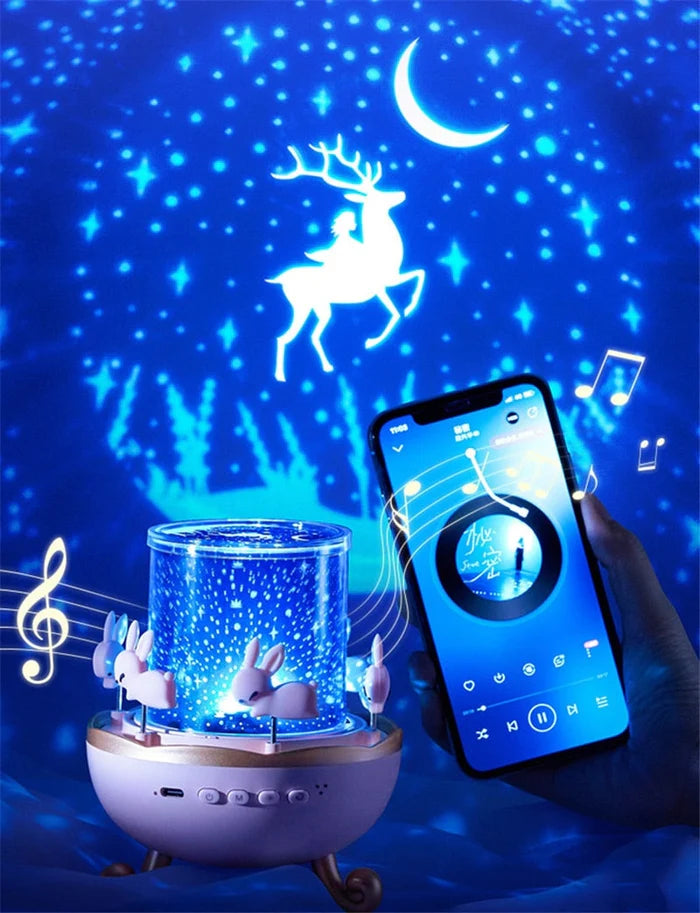Veilleuse Projecteur Carrousel Lapins – Lumière Magique pour Chambre Enfant
