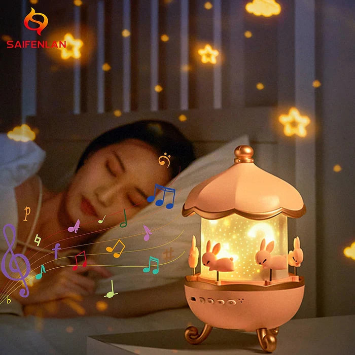 Veilleuse Projecteur Carrousel Lapins – Lumière Magique pour Chambre Enfant