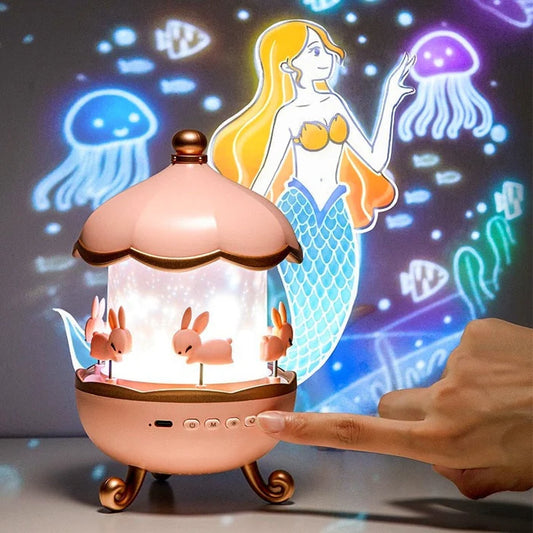 Veilleuse Projecteur Carrousel Lapins – Lumière Magique pour Chambre Enfant
