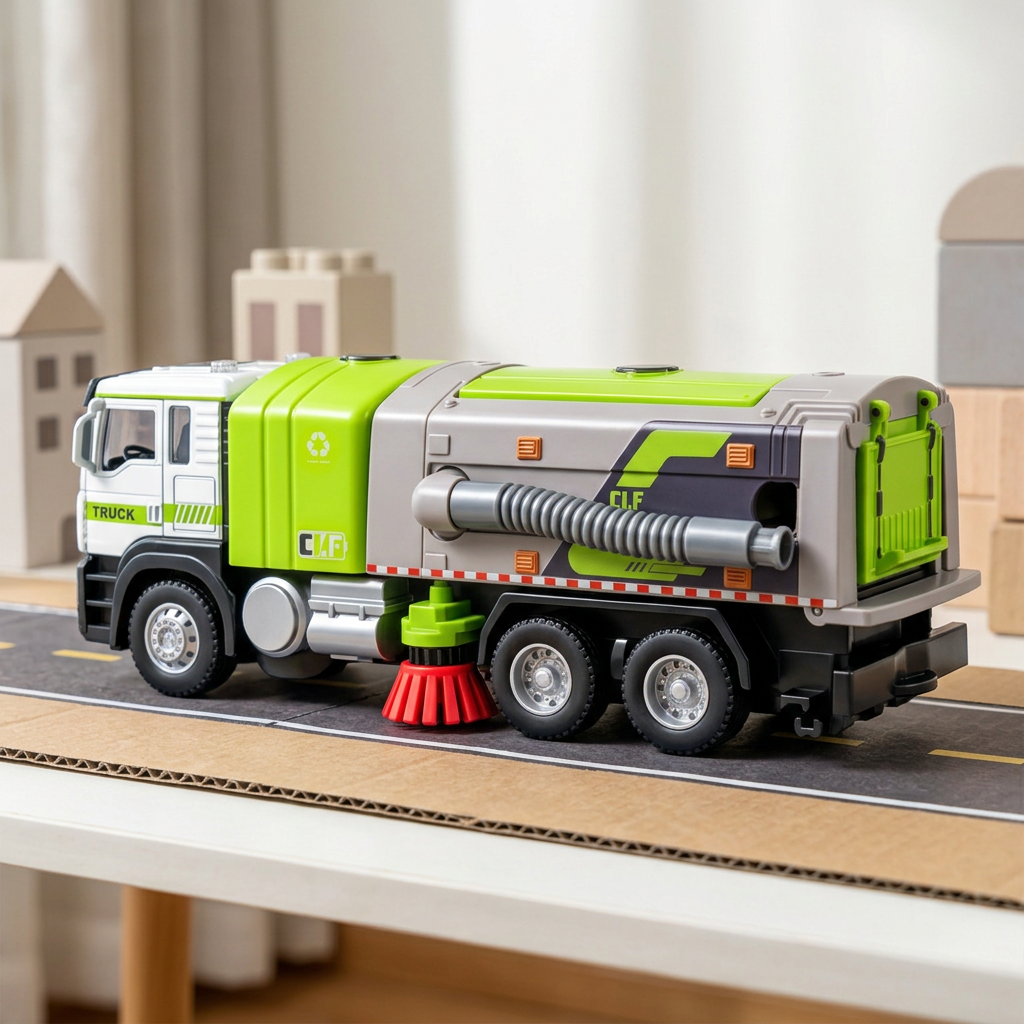 Camion dans un décor de ville miniature