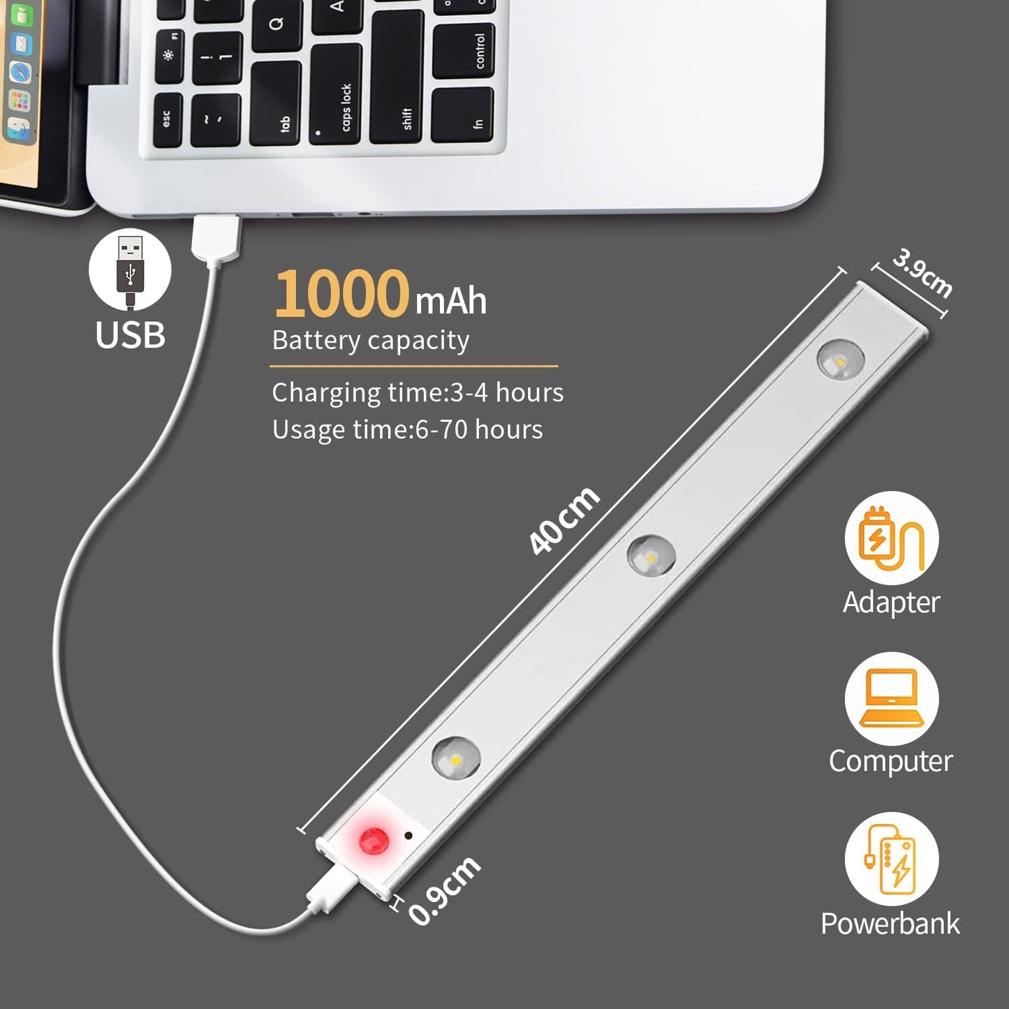 Lumière LED Intelligente à Détection de Mouvement - Ultra-Fine et Rechargeable