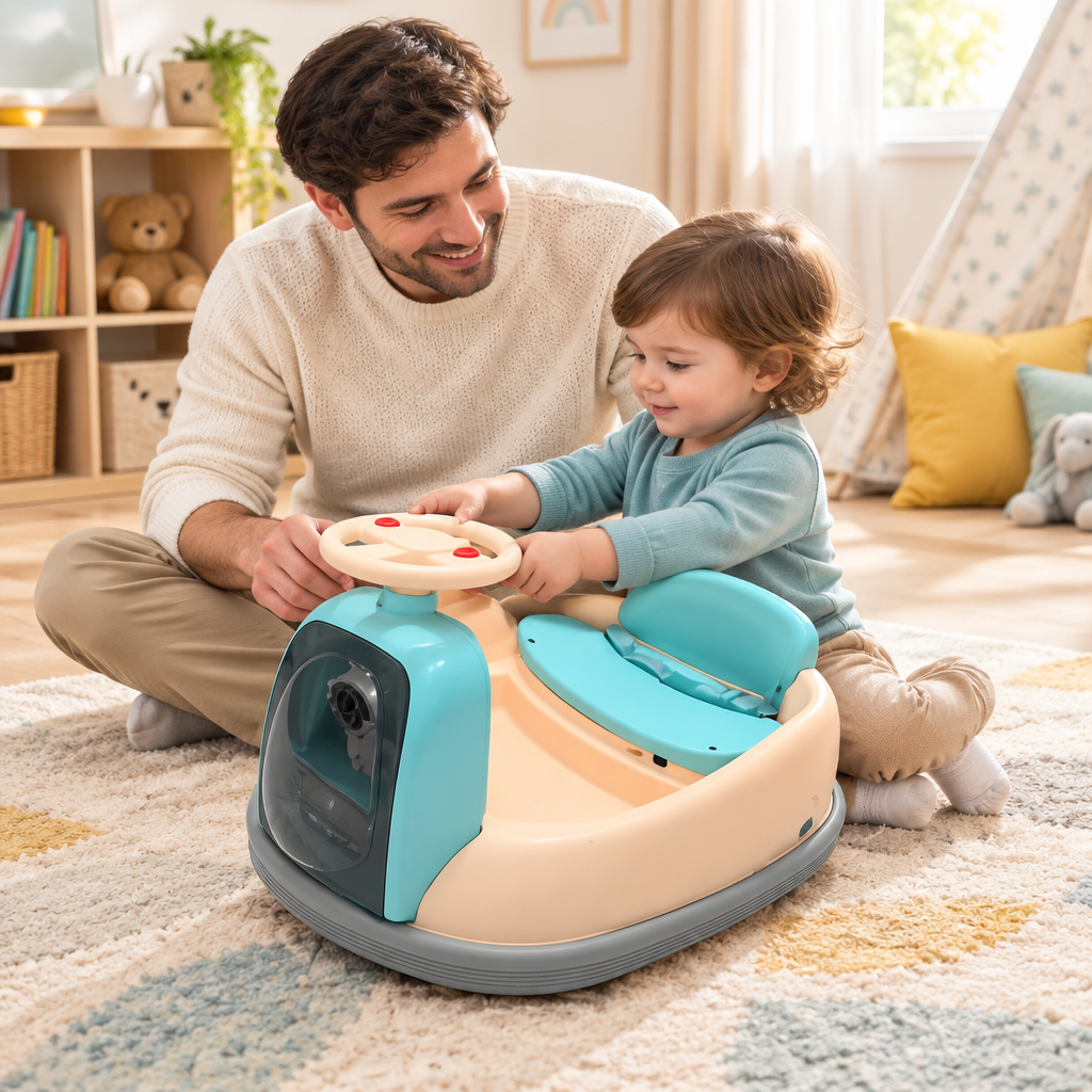 Découverte du jouet avec papa