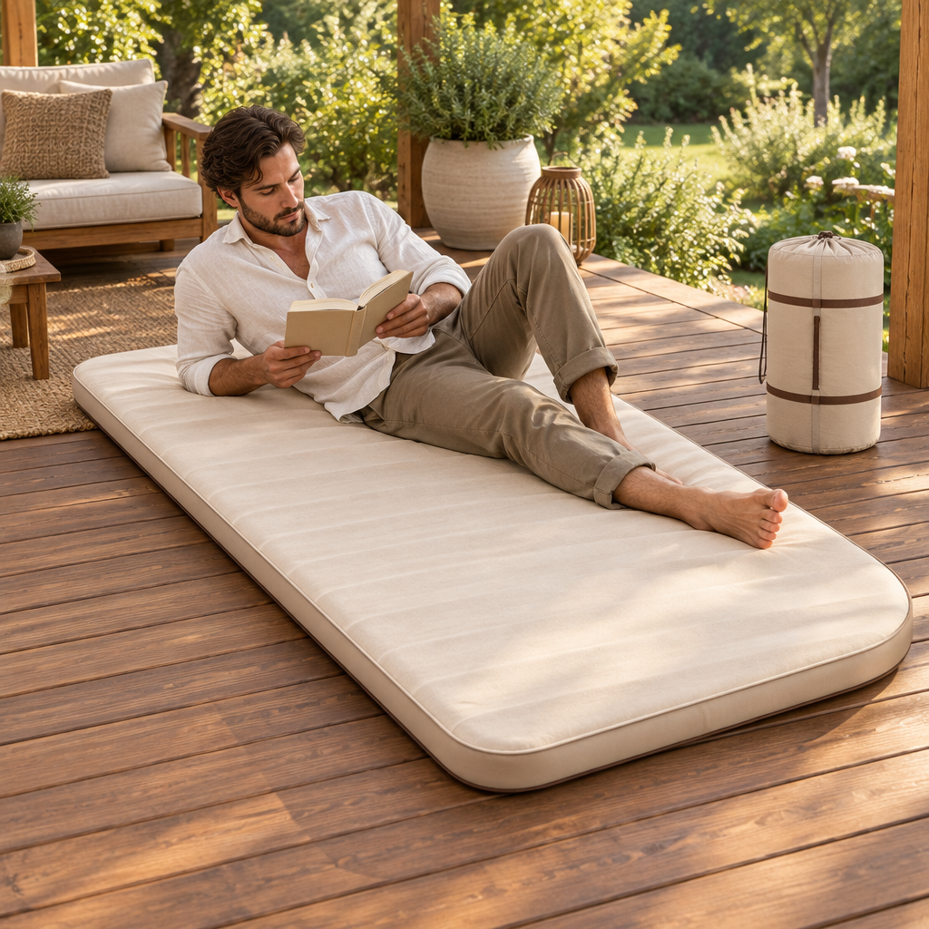 Détente sur le matelas en terrasse