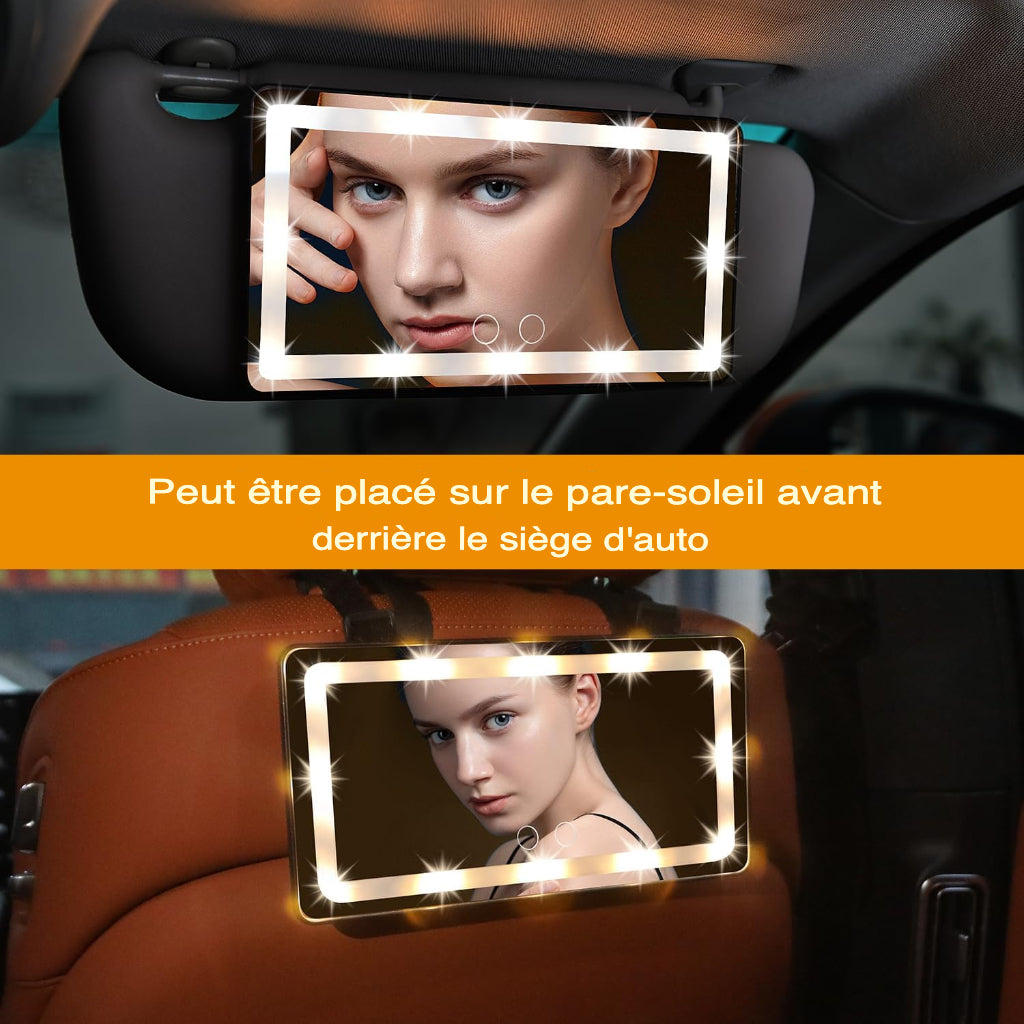 Miroir de Pare-Soleil pour Voiture avec LED Rechargeables - Grande Taille