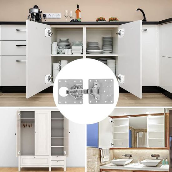 Outil de Réparation de Charnière d’Armoire (Plaque Métallique + Vis)