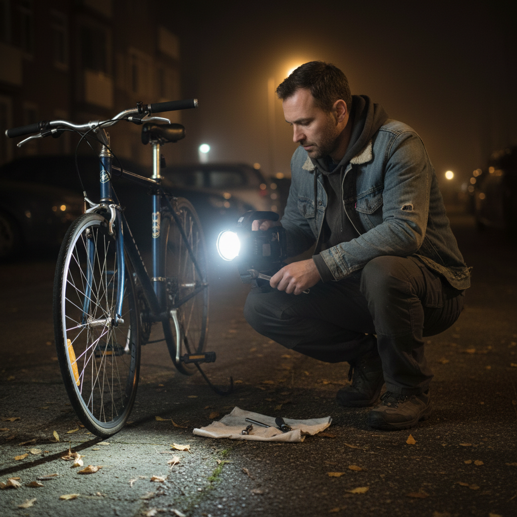 Lampe torche réparation vélo