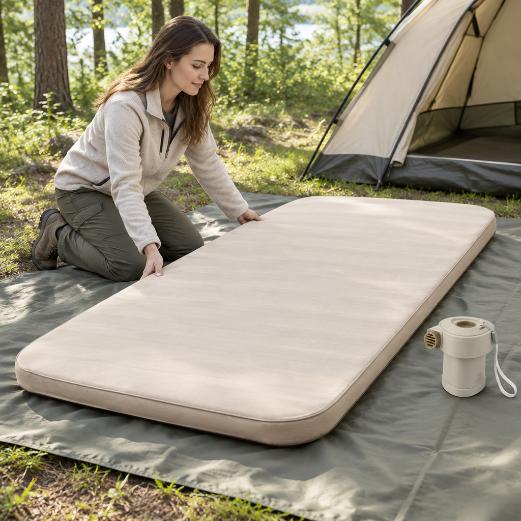 Matelas et pompe au camping