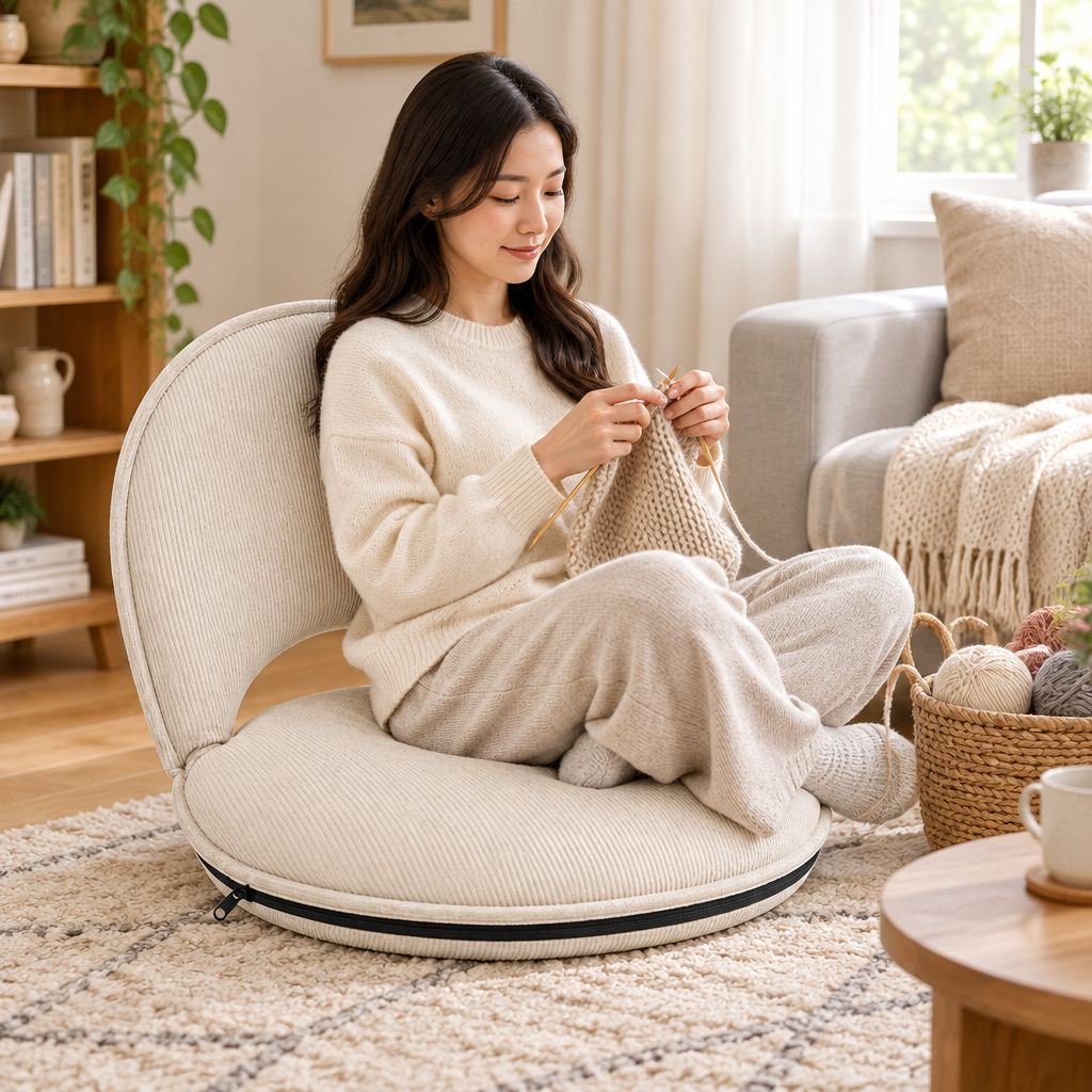 Moment tricot sur le fauteuil