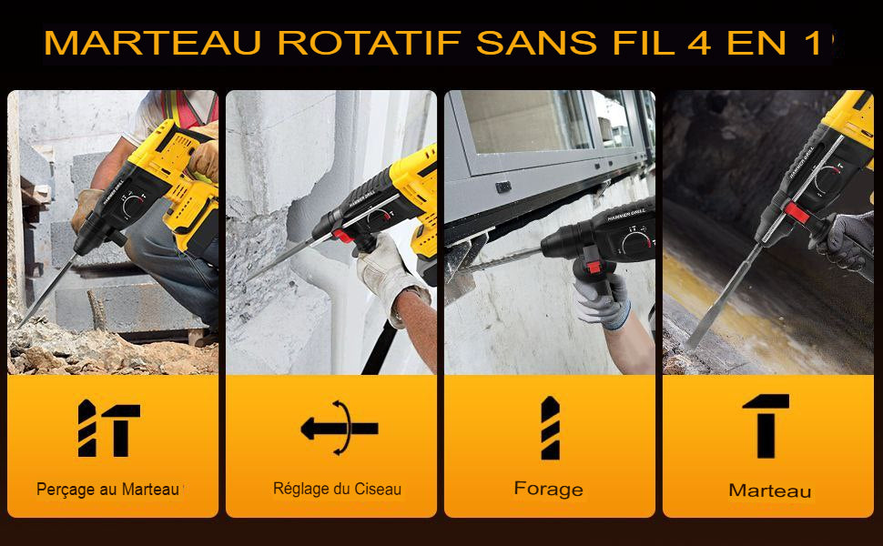 Perforateur-Burineur Sans Fil avec Coffret Complet