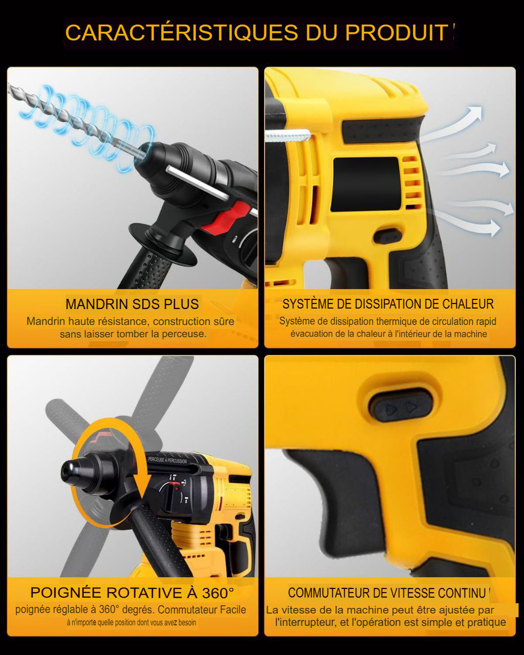 Perforateur-Burineur Sans Fil avec Coffret Complet