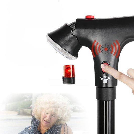 Bâton de Marche Réglable pour Seniors avec Alarme SOS Lumière LED