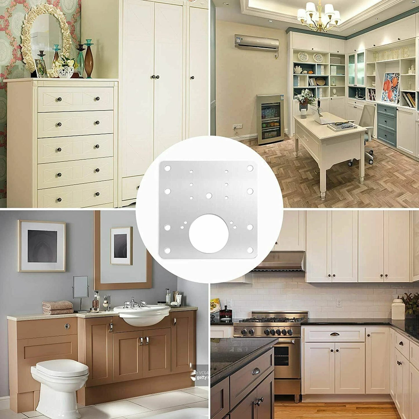 Outil de Réparation de Charnière d’Armoire (Plaque Métallique + Vis)