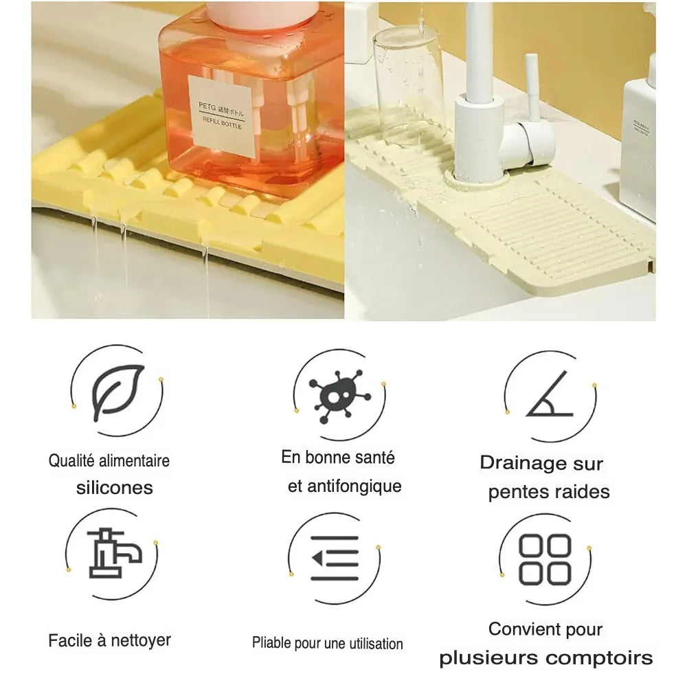 Tapis de Protection Anti-Éclaboussures pour Évier de Cuisine