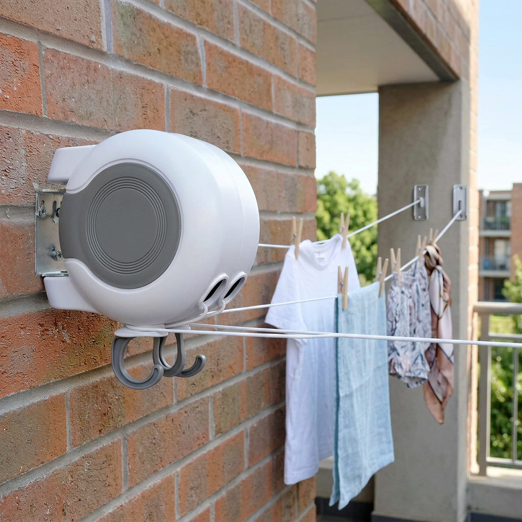 Étendoir installé sur un balcon
